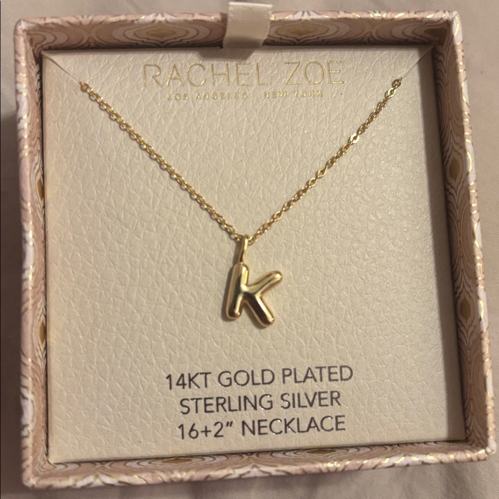 Rachel Zoe Gold Plated Initial 'K' Necklace